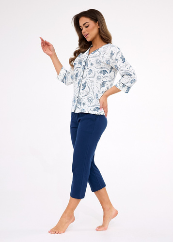 162/446 Cornette Kristin 2 női pizsama | 100% pamut, kigombolható, 3/4 ujjú és nadrágos | 100% pamut