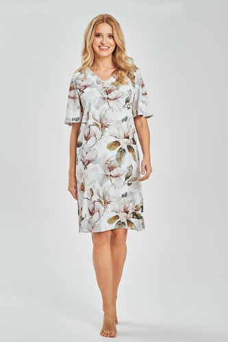 3534 Aphrodite Női hálóing - 100% pamut, V-nyakú, virágmintás, virágmintás