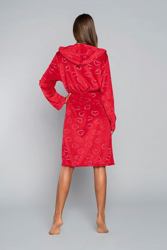 Elixir Női fürdőköpeny zsebekkel Italian Fashion - piros/print