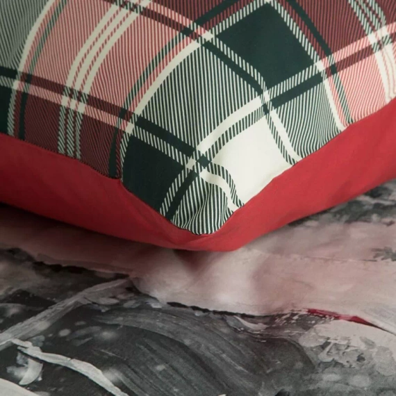 Vinti Eurofirany karácsonyi ágynemű - piros kockás, autó motívummal, 100% pamut