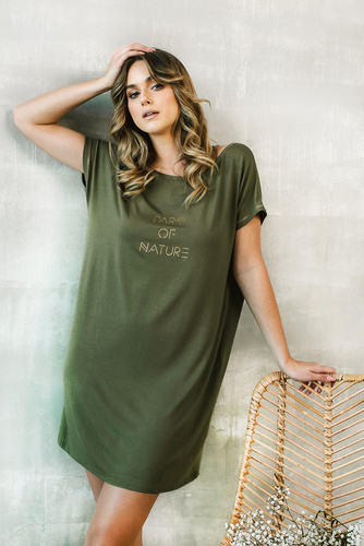 Natura Női hálóing, rövid ujjú Italian Fashion - khaki színű