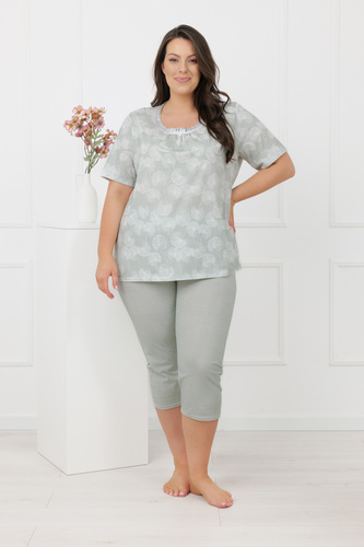 Eleni Italian Fashion női pizsama 100% pamut, rövid ujjú, 3/4