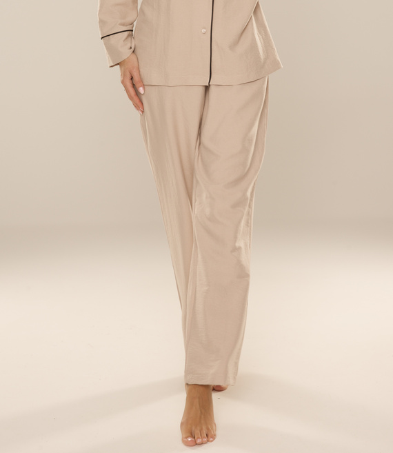 Maeve 875 De Lafense női pizsamanadrág - hosszú, egyszínű, zsebekkel - homokszínű