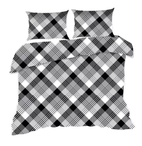 1754N Pamut ágynemű Classic E24 Karo peplit kockás fekete fehér- 100% pamut, tartós, színes, 2 részes szett