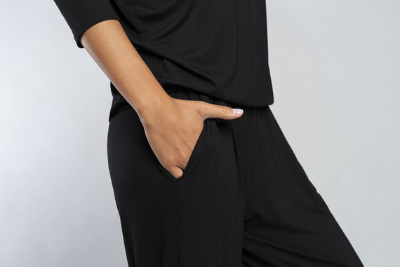 Stílus Női 3/4 ujjú szett, hossza.olasz divatnadrág fekete