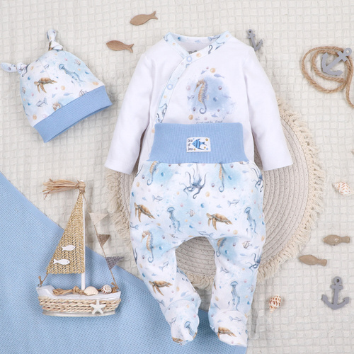 ABN-5442 Sea Of Joy Nini boríték body fehér - organikus pamut, csecsemők számára