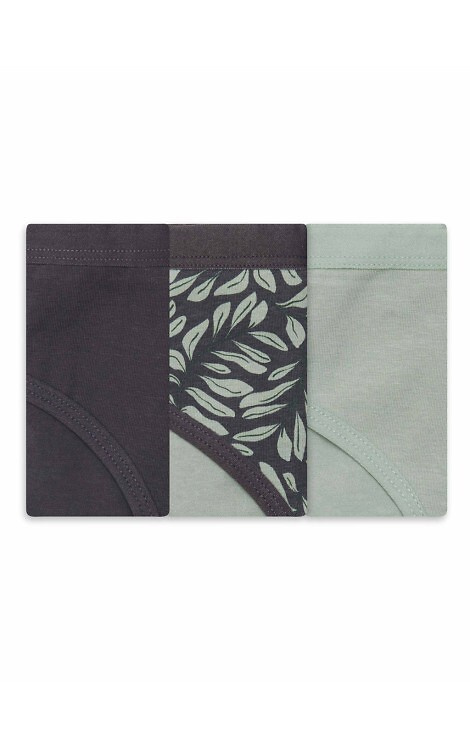 36508-K082 Henderson Női grafit-oliva pamut bikini alsó 3 darabos csomag