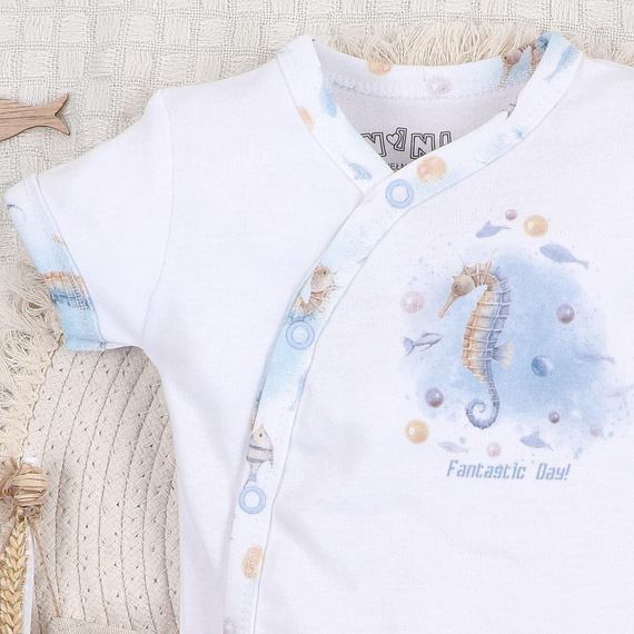 ABN-5444 Sea Of Joy Nini rövid ujjú borítékos body - organikus pamut, csecsemőknek