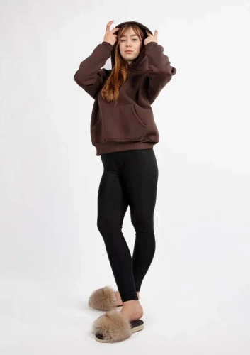 DK-K-B10 DKaren csokoládé leggings és blúz szett nőknek, kényelmes és stílusos
