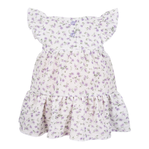 Meadow muslin Eevi ruha - rövid ujjú, kis virágokkal, könnyű, könnyű