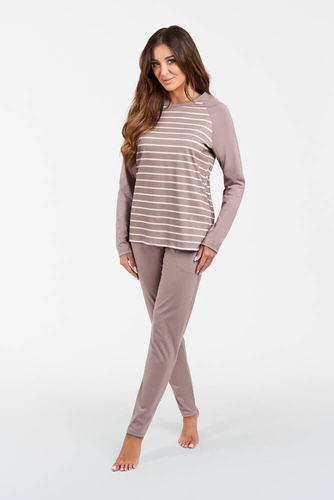 Oda Női hosszú ujjú pizsama, hosszú nadrág Italian Fashion - cappuccino/cappuccino nyomtatással