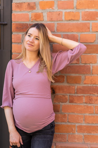 Kismama és szoptatós felső Milk&Love Milky Puff bordázott puff ujj