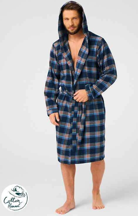 MGL 431 Férfi fürdőköpeny Key farmer - kockás, puha, kendőgallérral