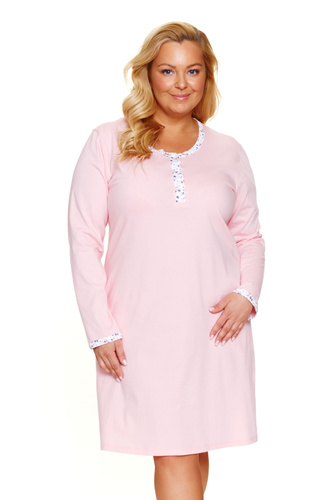 7323 Doctor Nap - Hosszú ujjú pamut hálóing | Plus size, 100% pamut, lengyel gyártmány - édes rózsaszín