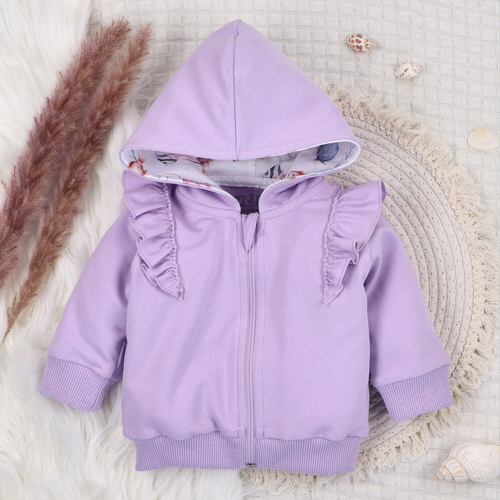 ABN-5488 Underwater World Nine organikus pamut pulóver, lila, cipzáras, kapucnis pulóver, kapucnis pulcsi