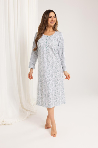 Női hálóing Regina 017 zöld - pamut, hosszú ujjú, kényelmes és klasszikus