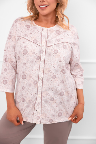 Női pizsama Galea - pamut, 3/4 ujjú és nadrágos, virágos motívummal Olasz divat