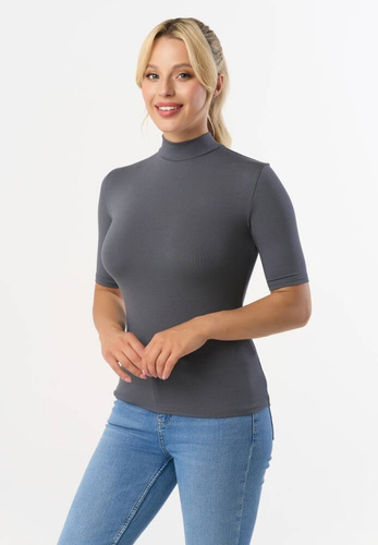 Layla Bluzka półgolf z krótkim rękawem Babell - stalowy