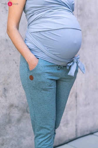 Spodnie dresowe ciążowe Milk&Love niebieski mięta plum