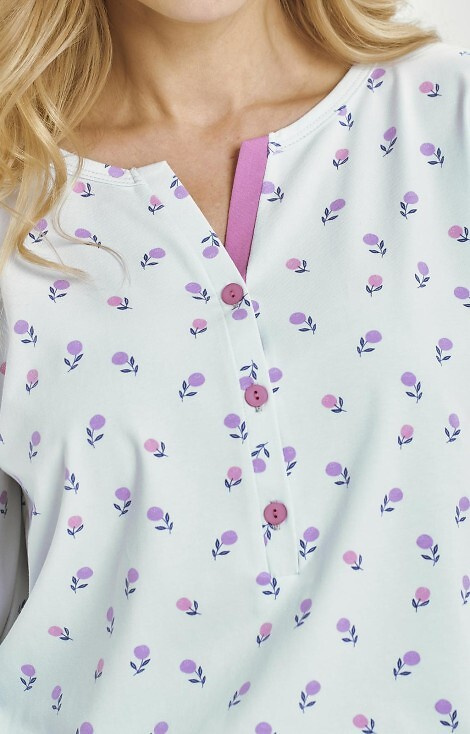 3446 Yolanda Taro női pizsama kék - viszkóz póló 7/8, pamut nadrág