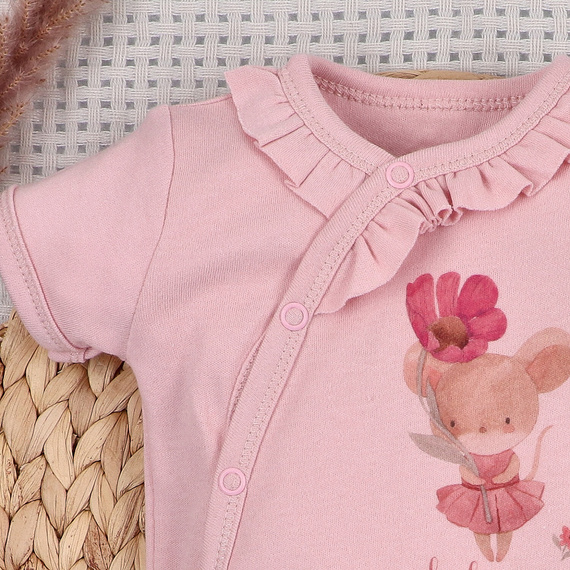 Nini Little Mouse bababody organikus pamut átlapolt rövid ujjú bőrbarát