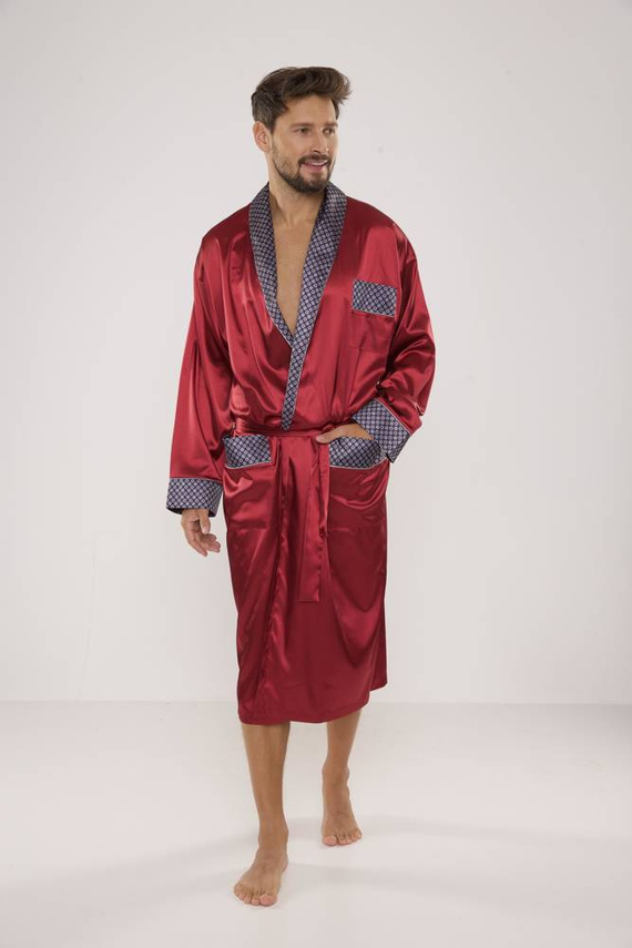 940 Forex férfi szatén fürdőköpeny - gesztenyebarna színben