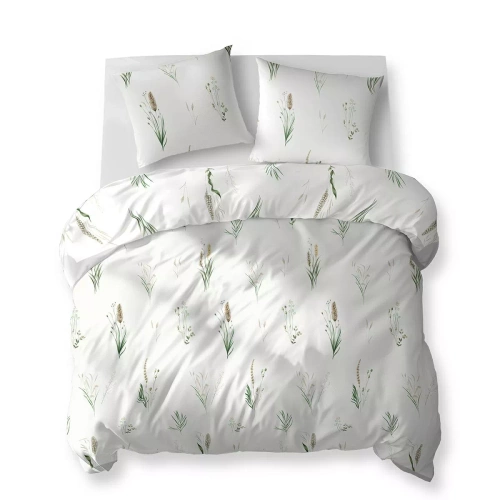 5771 A Cotton Bloom Detexpol fehér ágynemű füvekkel és fülekkel - 100% pamut, kétoldalas, lengyel gyártmány