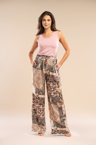 Forever Belle Reverie khaki- szatén viszkóz pizsamanadrág, elegáns és kényelmes