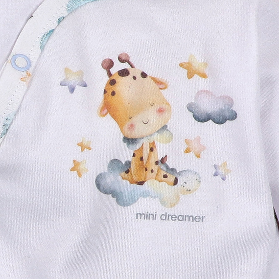 ABN-5602 Nini Little Dreamers borítékos bodysuit bio pamutból csecsemőknek - nikkelmentes záróelemek, 100%-os biztonsággal