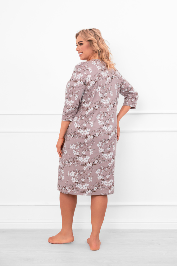 Női hálóing Oshima pamut 3/4 ujjú és virágmintás olasz divat