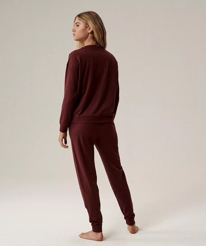 Női pizsama Atlantic NLP-499 bor - pamut, hosszú ujjú, kényelmes és elegáns