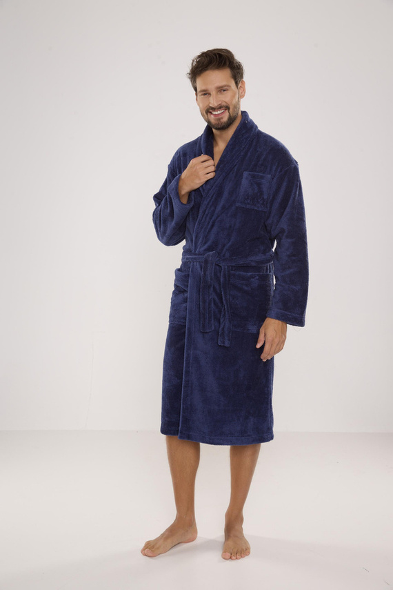 811 De Lafense férfi plüss fürdőköpeny - farmer