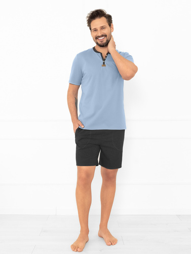 Julius Italian Fashion férfi pizsama acél - rövid, pamut, elegáns, elegáns