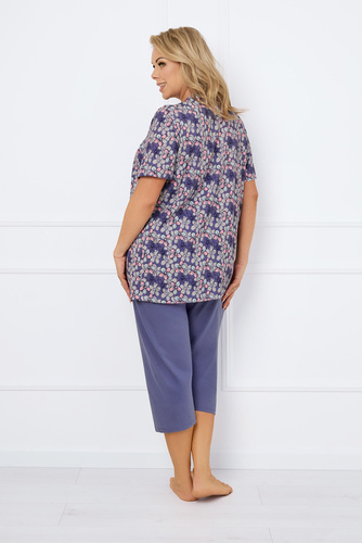 Bonaria Női pizsama rövid ujjú, 3/4 nadrágos olasz divat - print/farmer