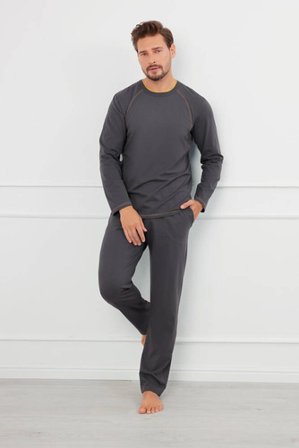 Salomon Férfi pizsama hosszú ujjú, hosszú nadrág Olasz divat - grafit/méz