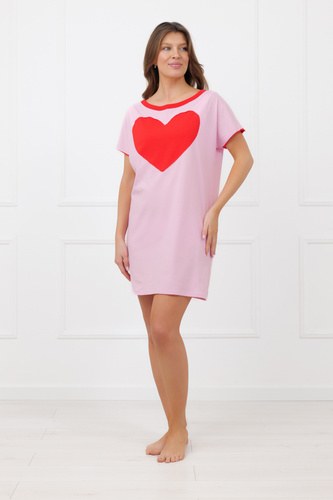 Sabrina Italian Fashion női hálóing 100% pamut – rövid ujj, szív