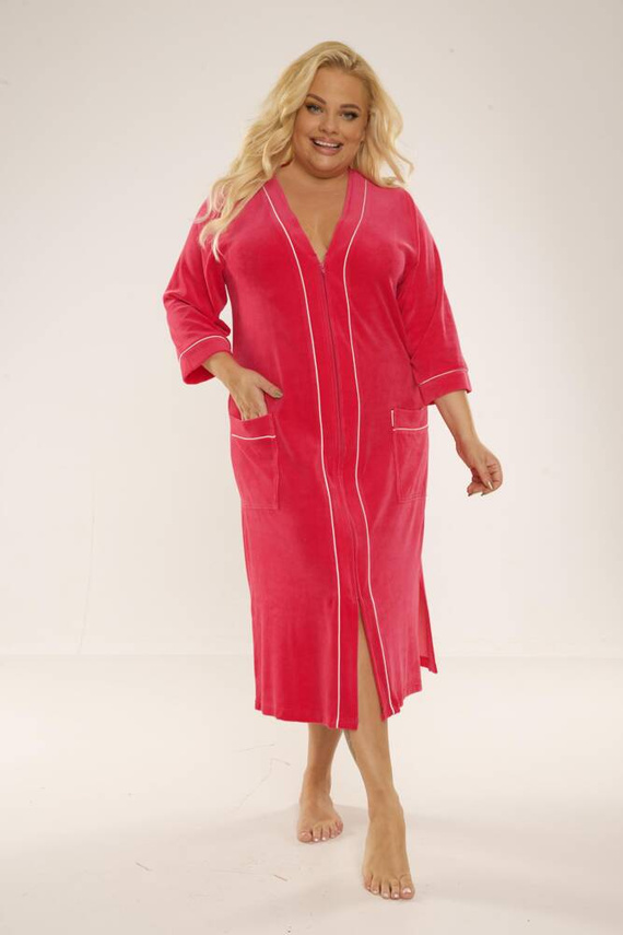 974 / 352 Velúr Forex női köntös - málnaszínű