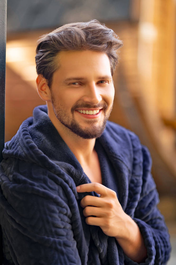 Zygmunt Férfi fürdőköpeny kapucnival Italian Fashion - tengerészkék