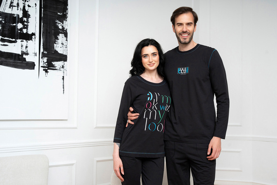 Olza Női pizsama 3/4 ujjú, 3/4 nadrágos olasz divat - fekete