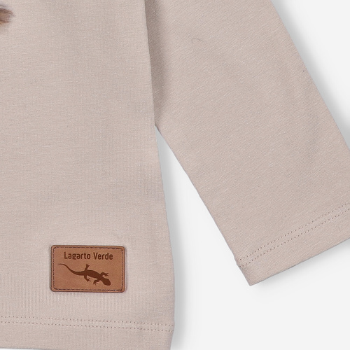 KAR-3004 Lányok hosszú ujjú blúz Lagarto Verde bézs - stílusos, pamut, lengyel gyártmányú