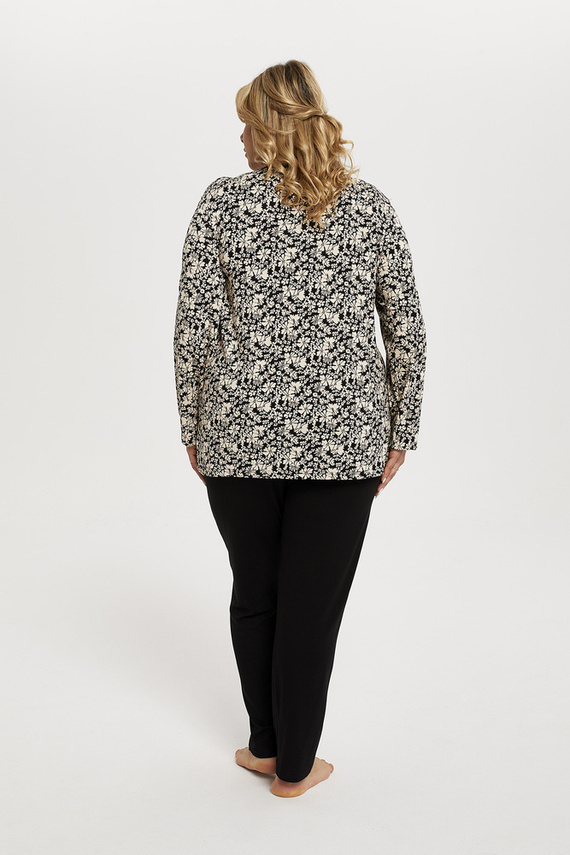 Abisynia Női pizsama hosszú ujjú, hosszú nadrág olasz divat - print/fekete