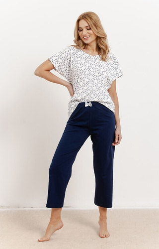 3418 Demi Női pizsama Taro- pamut, rövid ujjú, 3/4-es nadrághosszúságú nadrág