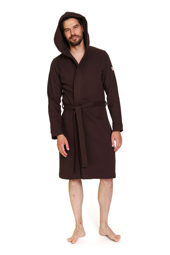 Doctor Nap 7332 - Férfi pamut köpeny kapucnival | 100% pamut, polírozott - brownie