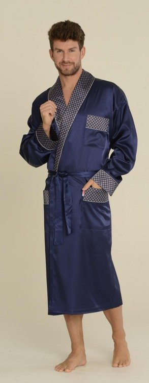 940 Forex férfi szatén fürdőköpeny - tengerészkék