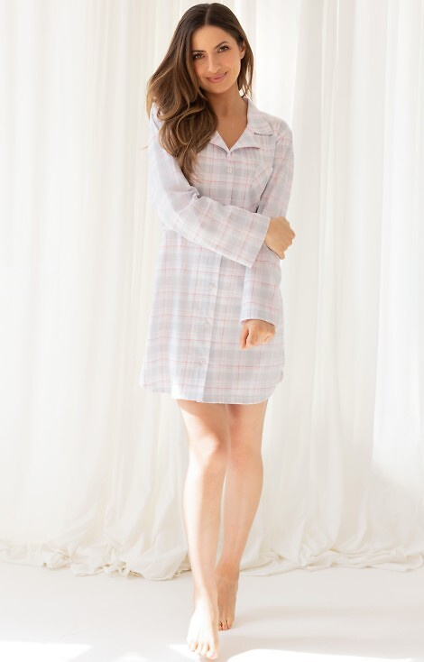 168 Női ing Regina szürke - 100% pamut, hosszú ujjú, kockás, hosszú ujjú