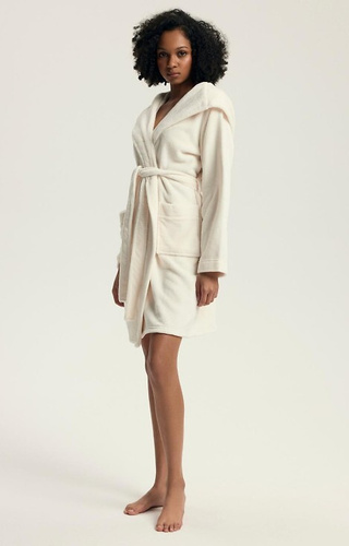 43599 Darlan Női kapucnis köntös Henderson krém - puha, könnyű, térd alá érő, térdig érő