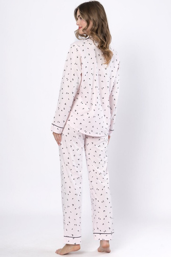 Női pizsama Laveza Alka 1618 világos rózsaszín- pamut, hosszú ujjú, gombos, hosszú ujjú, gombos