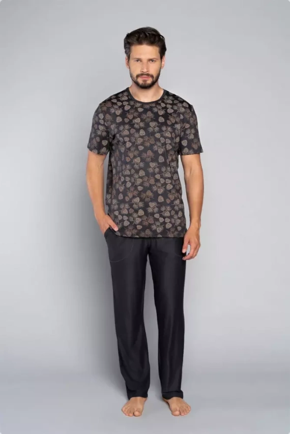 Pinus pizsama Férfi rövid ujjú, hosszú nadrág olasz divat - print/grafit