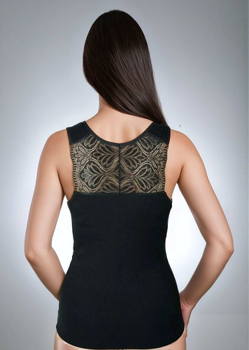 Ovena Eldar női top puha viszkózból bordázott anyaggal és V csipkével