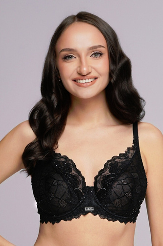 Soft 2253 Maxi Ava Bra Black - Átlátszatlan, csipkés, párnázott, merevítő nélkül, stabil, háromszoros állítással